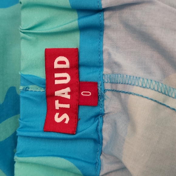 STAUD BLUE HIBISCUS FLORAL COTTON SHORTS SZ 0 - Picture 8 of 11